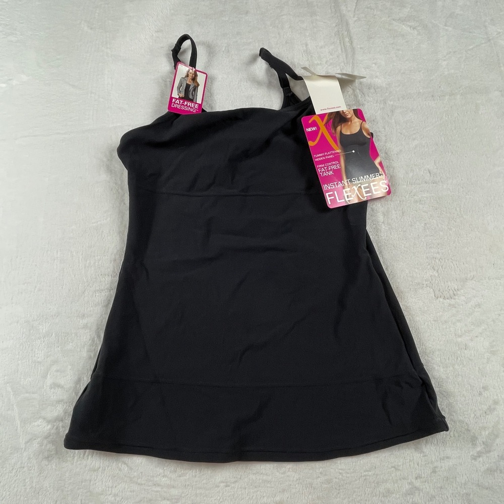 Flexees Maidenform Instant Slimmer Fat-Free Tank Firm Control Shapewear Black